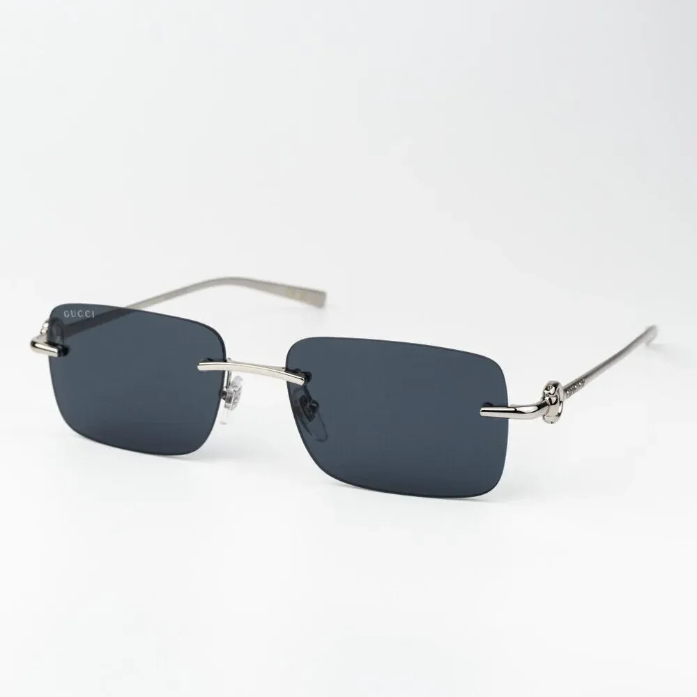 Gucci Men Sunglasses Silver Blue Rectangle GG1703S 003 BRAND NEW